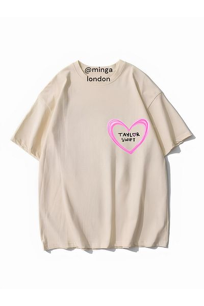 Minga London Μπεζ μπλουζάκι Taylor Swift The Eras Tour εμπρός/πίσω με στάμπα Unisex -Minga London