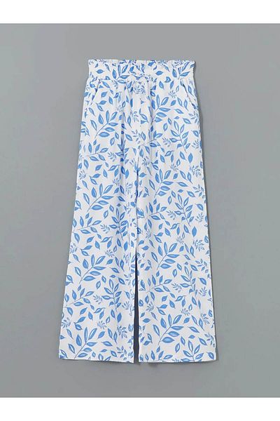 LC Waikiki Lcw Kids White Elastic Waist Patterned Girls' Trousers