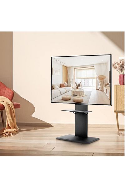 FlashHawk TV Floor Stand, Wooden TV Stand Mount with Shelf and Wheels for 32 - 65 inches, VESA 400x400mm