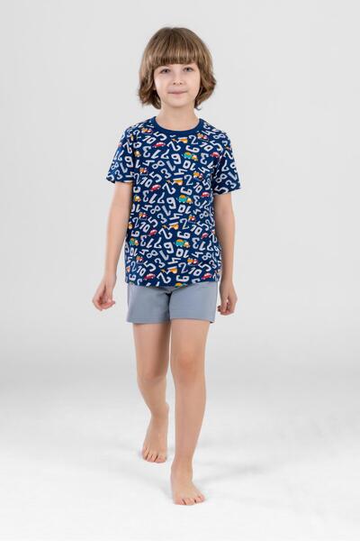 BAYKAR Set de pijamale pentru bărbați, bumbac, cu decolteu, cu imprimeu numer...