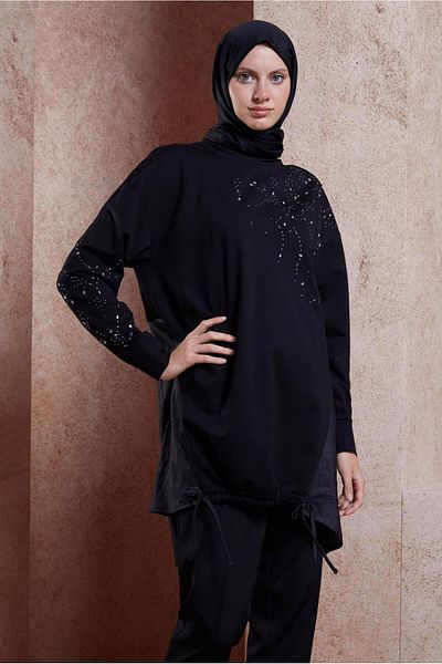 Alvina 44450 Model Stone Printed Tracksuit Tunic