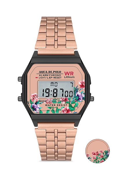 Aqua Di Polo 1987 ساعة أكوا دي بولو 1987 النسائية المصنوعة من المعدن الذهبي APWA034004