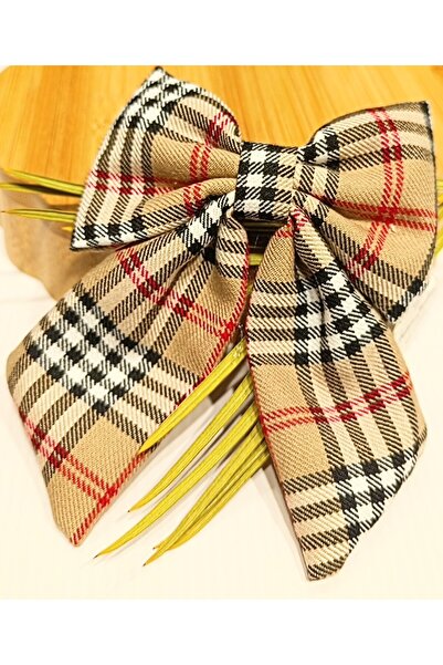 Monalisa Home Lüks Ekose Desenli Gösterişli Fiyonk Klips Toka