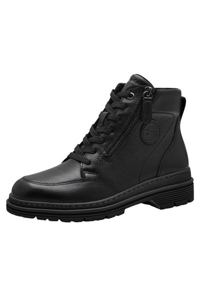 Tamaris Damen Sportliche Stiefelette 1-25235-43 Schwarz 001 Schwarzes Leder mit TOUCH-IT & abnehmbarer Socke