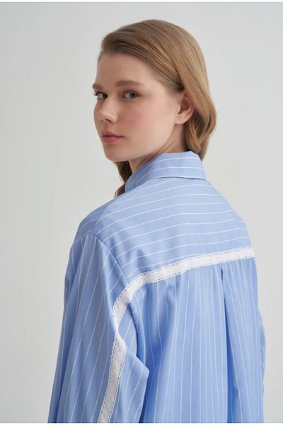 BE CHİC Cămașă PREMIUM OVERSIZE OVERSIZE DETALIE DANTELĂ FEMEI MDA40001