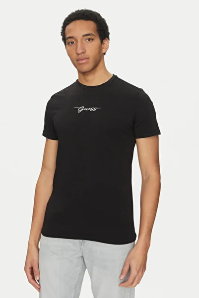 Guess Jeans تي شيرت رجالي أسود kcd31 جينز Guess