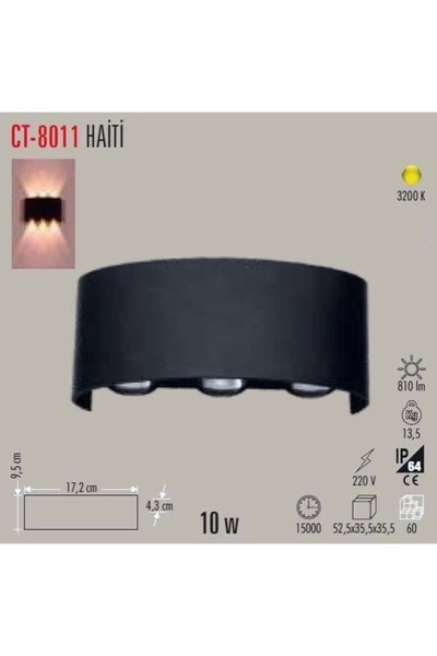 Cata Haiti 10w Üç Mercek Ledli Duvar Aplik 3200K Günışığı