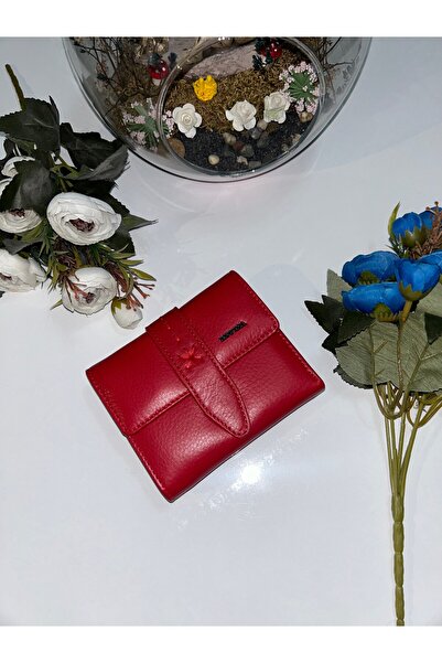 REWİNA Hakiki Deri Detaylı Kadın Kartlık Ve Cüzdan Kırmızı 9700