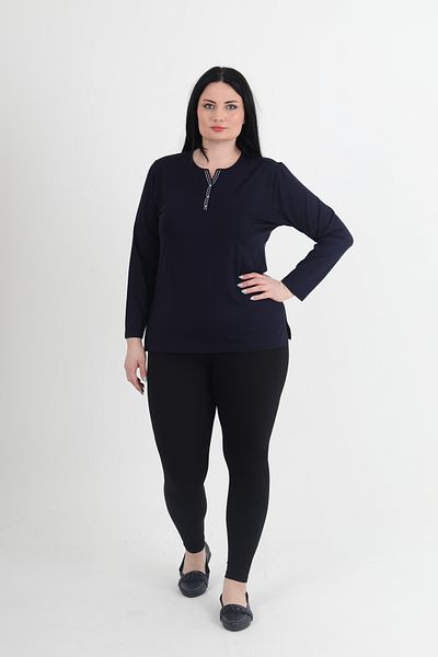 GNR Large Size Lycra V-Neck Pearl Embroidered Blouse