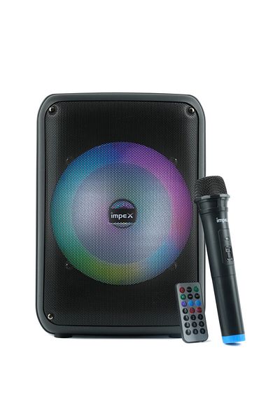 İMPEX مكبر صوت بلوتوث محمول 8 بوصة Ts4001a - 800 واط Pmpo، ميكروفون لاسلكي، شاشة LED وإضاءة