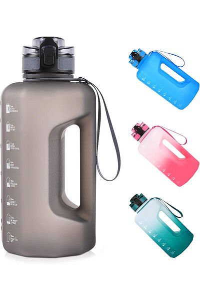 COOYA Water Bottle with Handle 2.2L, Big Water Jug Leak-proof for Sports Outdoor, Free of BPA, Gray