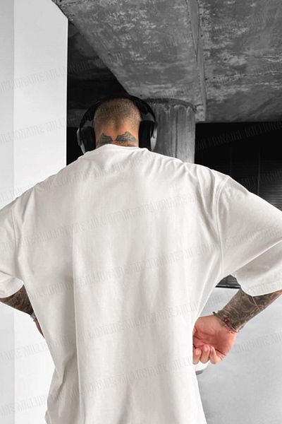 Millionaire Men's Ecru White Open Fit Fat Big Fit T-Shirt