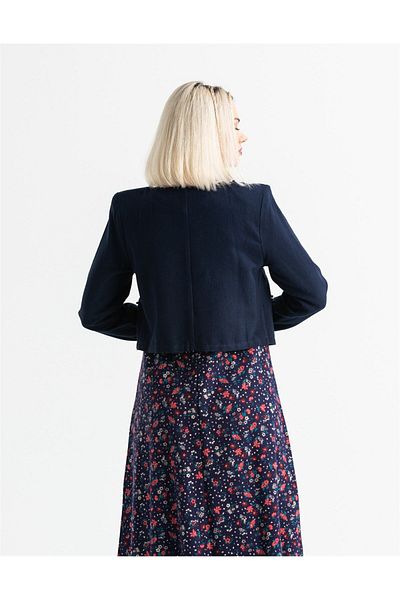 Eliş Şile Bezi Long Sleeve Flannel Selen Short Autumn And Winter Jacket Navy Blue Lcvt