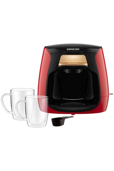 Sencor 500W Non-Slip Feet Overheating Protection Coffee Maker Red and Black 300 ml