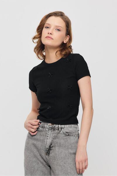 Rays Tricou cu mânecă scurtă cu detaliu panglică neagră 2202