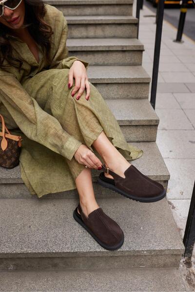 carweza Haze Brown - Παντόφλες Sabo από γνήσιο δέρμα σουέτ