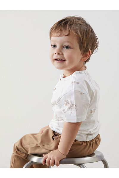 LC Waikiki Crew Neck Printed Baby Boy T-Shirt and Pants 2-Piece Set