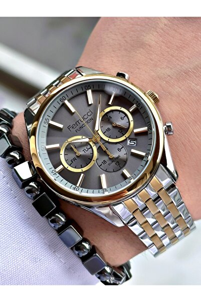 Ferrucci FERRUCCİ FUNCTION GRİ KADRANLI GOLD GÜMÜŞ METAL ERKEK KOL SAATİ