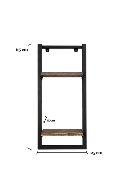 Industrial Living Çelik Duvar Rafı – 65 cm | 2 Masif Ahşap Raf & Siyah Çelik ...