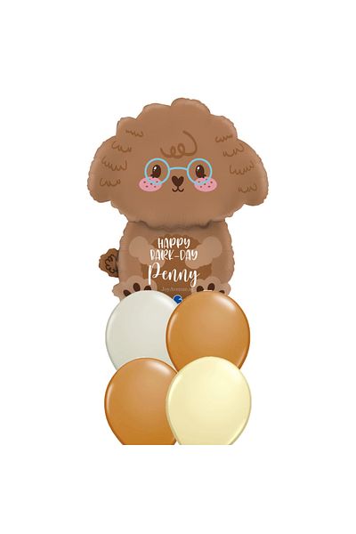 Partifabrik Poodle Cute Dog Foil Balloon +4 Pcs Latex Balloon 70 cm Size