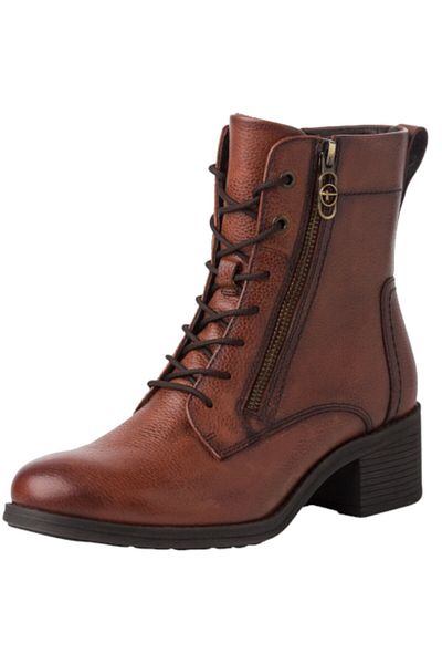 Tamaris Damen Sportliche Stiefelette 1-25130-43 Braun 305 Cognac Leder mit TOUCH-IT