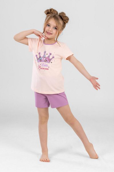 BAYKAR Pjamas for Girls: Cotton, Bicycle, Prince's Crown and Short Sleeve, 9241 Lilac