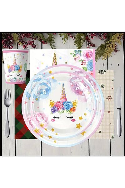 Store Σετ πάρτι και γενεθλίων με θέμα το Unicorn - 81 τεμάχια
