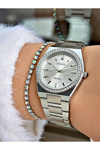 Ferrucci FERRUCCİ TAŞLI GÜMÜŞ METAL KADIN  KOL SAATİ