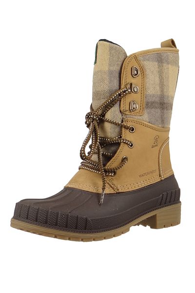 Kamik Sienna 2 Waterproof Nk2186 Damen Stiefel Winterstiefel Winterschuhe Leder Braun Tan Plaid