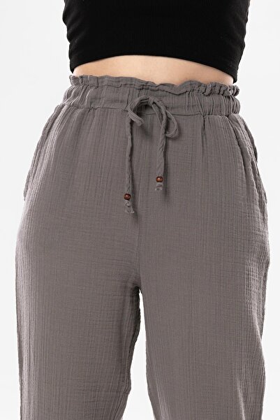 Eliş Şile Bezi Muslin Carrot Summer Pants Gray Gray