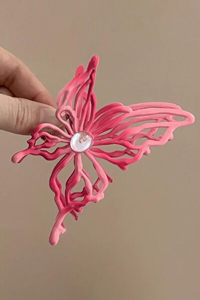 TAKIŞTIR Ροζ Χρώμα Μεταλλική Πόρπη με Φιγούρα Πεταλούδας