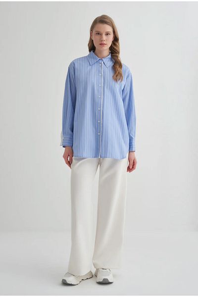 BE CHİC Cămașă PREMIUM OVERSIZE OVERSIZE DETALIE DANTELĂ FEMEI MDA40001