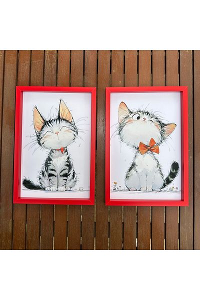 Senden Hediye Cat Frame Set Red 20X30