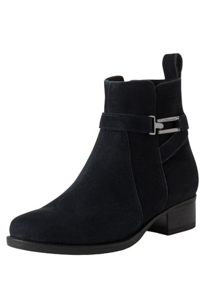 Tamaris Damen Elegante Stiefelette 1-25031-43 Blau 805 Navy Leder mit TOUCH-IT