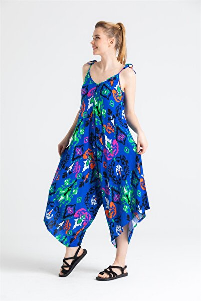 Eliş Şile Bezi Strappy Voile Selin Summer Jumpsuit Ethnic Saks/Syh Etnk Sks