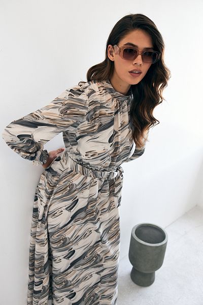 VAVİNOR Gray Aura Patterned Dress