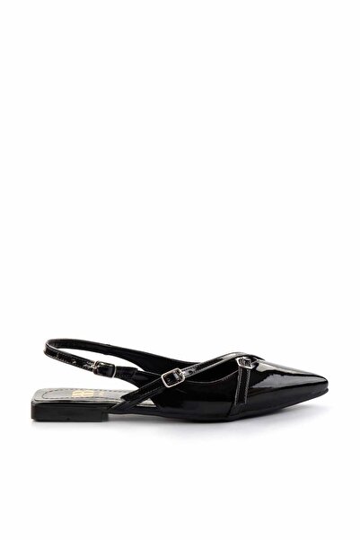 Bambi Černé lakované dámské klasické boty na podpatku01473010508