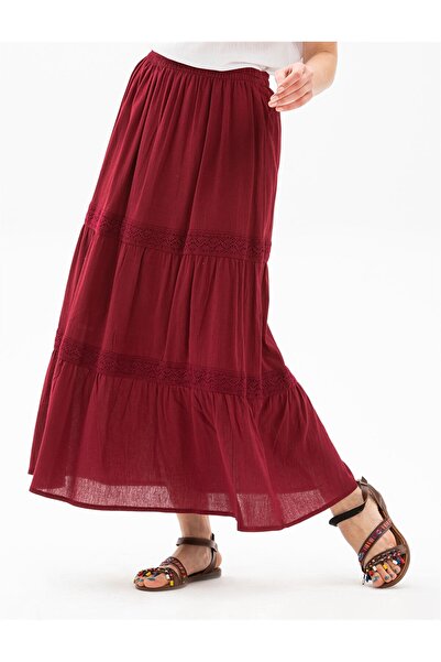 Eliş Şile Bezi Long Şile Cloth - Lacy Summer, Skirt and Burgundy