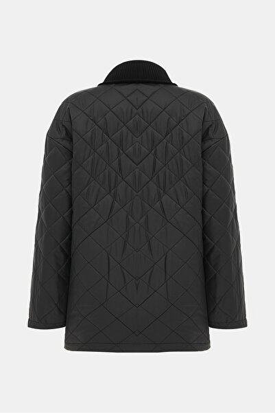W Collection Black Relax Fit Textured Coat