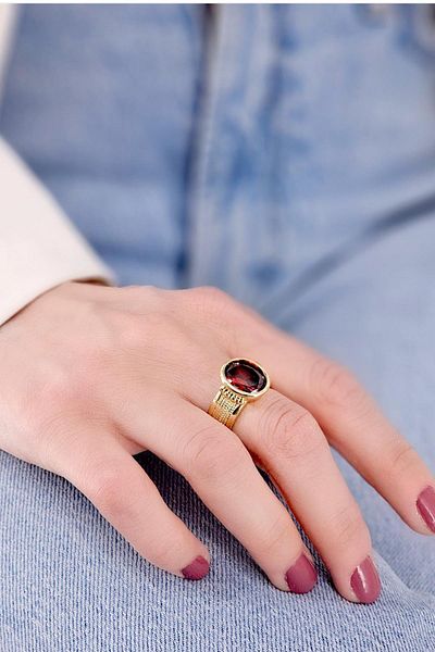 Çlk Accessories Premium Adjustable Large Curved Zircon Stone Ring 1460