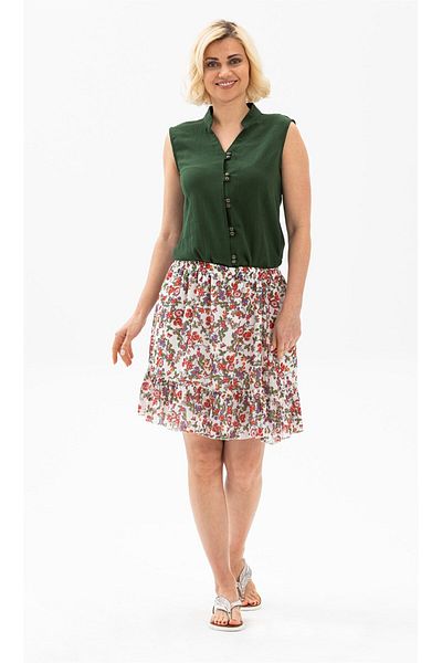 Eliş Şile Bezi Fusta scurtă de vară Buse Voile Model Bud Alb 6165