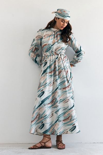 VAVİNOR Mint Aura Patterned Dress