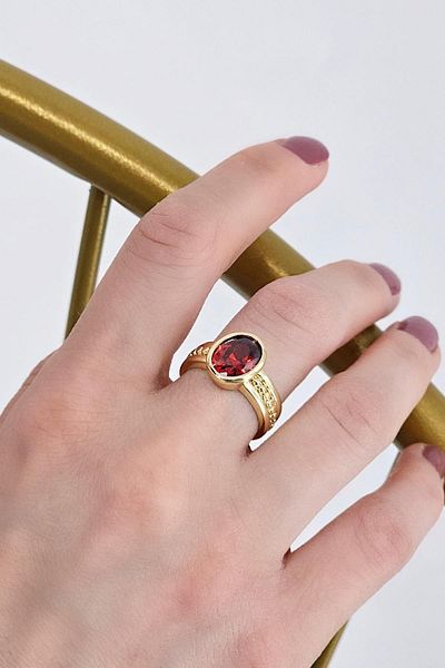 Çlk Accessories Premium Adjustable Oval Stone Ball Ring 1458