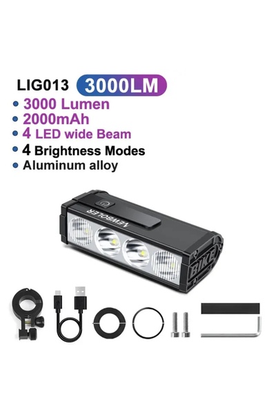 NEWBOLER مصباح دراجة أمامي LIG013 بقوة 10000 لومن، ببطارية 8000 مللي أمبير، و...