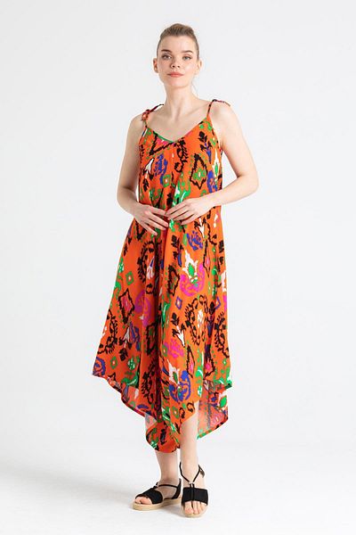 Eliş Şile Bezi Strappy Voile Selin Summer Jumpsuit Ethnic Orange Etnk Trnc