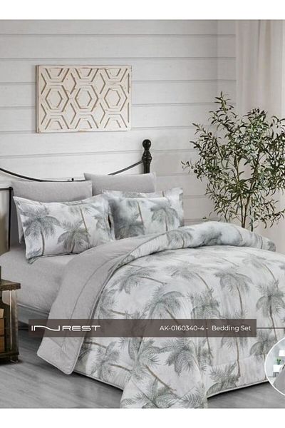 INREST 6-Piece Bedding Set – Includes King Comforter (230×250 cm) Microfiber Dark Silver