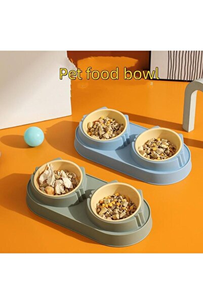 Duffa Çiftli Kedi Köpek Mama Ve Su Kabı, 2'li Kedi Köpek Mama Kabı, Yükseltilmiş Eğimli Mama Kabı Su Kabı