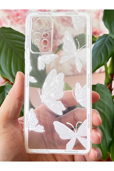 Fibaks جراب Redmi Note 12 Pro 4G بتصميم نمط حماية للكاميرا وغطاء سيليكون ناعم على شكل فراشة شفافة
