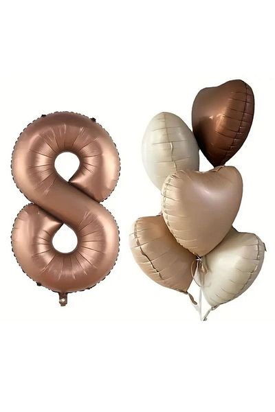 parti sürprizi 8 Year Old Foil Balloon Set with Chocolate Caramel Heart