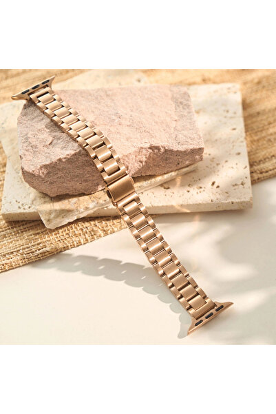 Choice7 S10-42 41 40 38 مم 03 حزام رفيع من الذهب الوردي لساعة Apple Watch Ban...